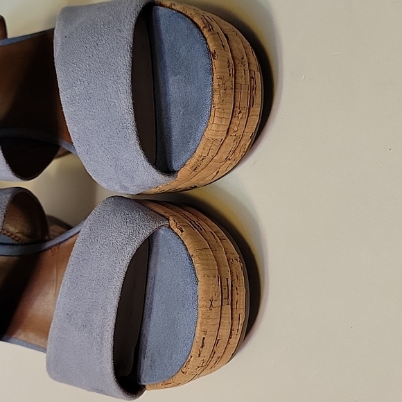 FRANCO SARTO Light Blue Suede Leather Wedge Sandals Size 6.5 - Picture 8 of 16
